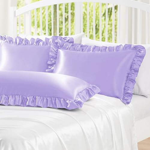 Homiest Lavender Ruffle Satin Pillowcase Set of 2 - Image 4