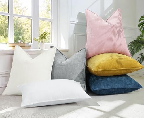 decorUhome Chenille Blush Pink Velvet Throw Pillow Covers 16x16 Set of 2 - Image 6
