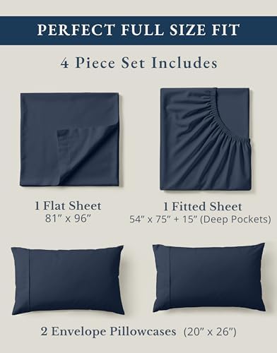 LANE LINEN Full Sheets 100% Organic Cotton Percale Cooling Soft 4pc - Image 4