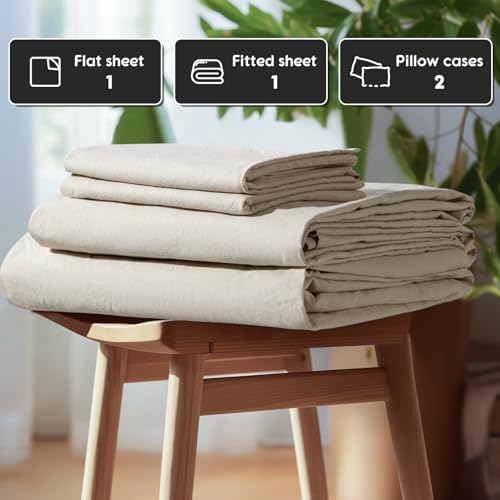 SONORO KATE 100% French Linen Queen Size Sheets Set, Extra Deep Pocket - Image 7