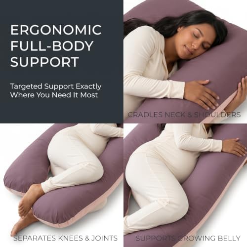 U Shaped Pregnancy Pillow Soft Reversible 55 in Chocolate Beige - Image 3