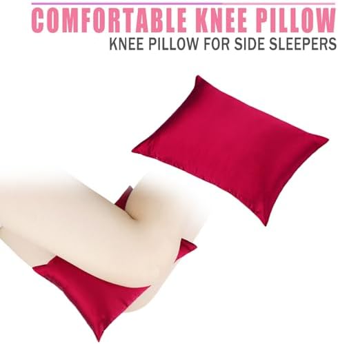 Silky Satin Small Knee Pillow for Side Sleepers, Soft Leg Pillows Relief from - Image 2