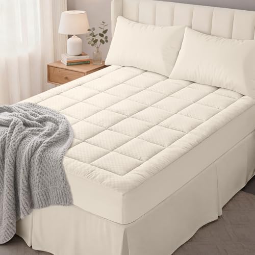 OLANLY Full Quilted Fitted Mattress Pad, Down Alternative Fill, Ivory White by OLANLY