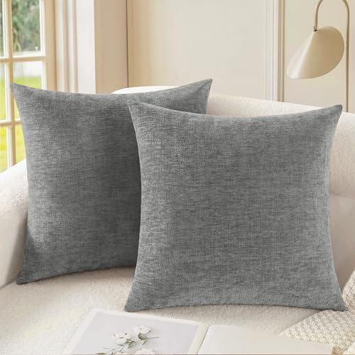 CaliTime Decorative Couch Throw Pillow Covers 16 X 16 Inches Medium Grey by CaliTime