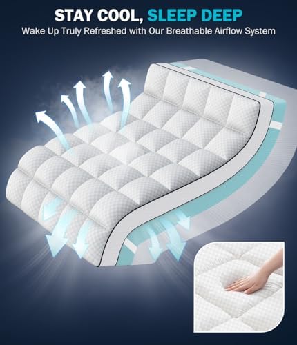 King 4 Inch Dual Layer Memory Foam Mattress Topper, Cooling Gel Pad - Image 5