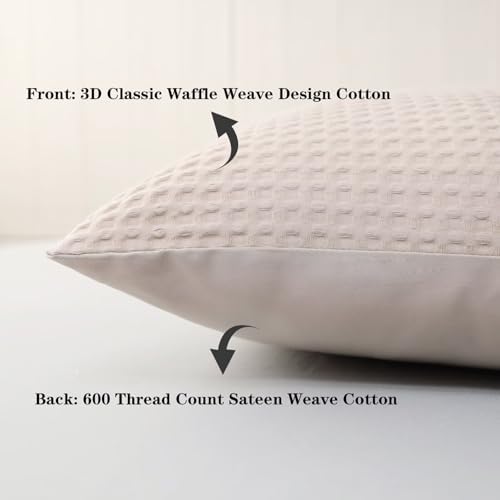 100% Cotton Waffle Pillow Shams King Size Set of 2 - Image 5