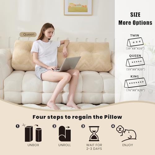 Zelladorra Headboard Pillow Queen, Triangular Wedge Pillow Headboard - Image 3