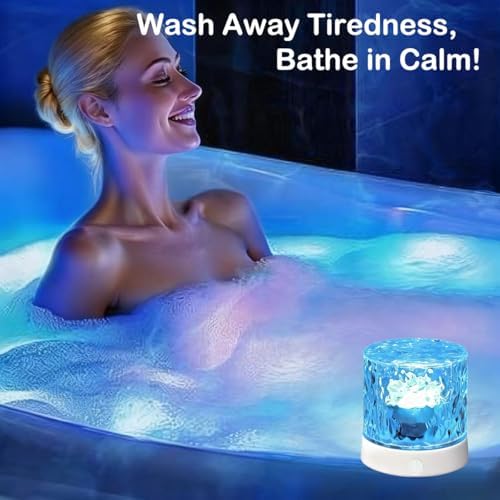 Rechargeable Shower Lights for Inside Shower-Ocean Wave Projector Light for Bathroom Bath Tub-Cordless LED Bathroom Lights 3D Water Ripple Light Ocean Lamp for Bathtub Relaxing Spa,Northern Aurora - Image 4