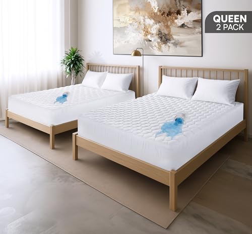 2 Pack Waterproof Queen Mattress Protector Mattress Pad fit 16" Deep Pocket - Image 2