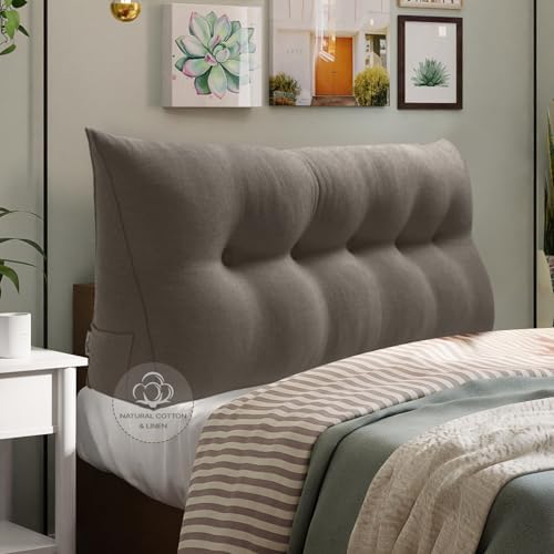 WOWMAX Wedge Headboard Pillow Queen Reading Pillow Sitting in Bed LightGrey by WOWMAX