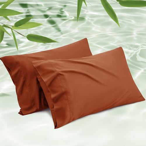 Bedsure Burnt Orange Pillow Cases Queen Set of 2, Rayon Derived from Bamboo by BEDSURE