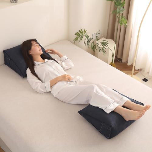Triangular Reading Pillow with Side Pocket, Backrest Support Cushion - Image 3