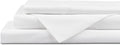 Linen Home 100% Cotton Percale Sheet Set, Twin Size, Snow White, Deep Pocket, 4 Pieces Set - 1 Flat, 1 Deep Pocket Fitted Sheet and 2 Pillowcases, Crisp Cool and Strong Bed Linen