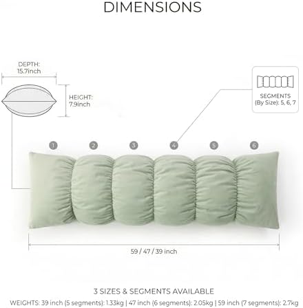 Pat. Pend. Segmented Long Bed Pillow, 47 Inch, Celadon Green - Image 5