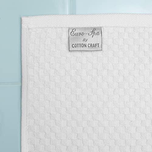 COTTON CRAFT Euro Spa Waffle Weave Bath Sheet - Set of 2 White Towel Sheets - Image 2