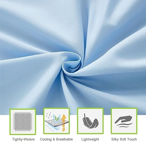ILAVANDE King Size 6 Piece Bed Sheets Set, Baby Blue - Image 4