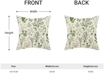 AEIOAE Summer Pillow Covers 18x18 Inch Set of 2, Olive Green Wild Flower Plant - Image 5