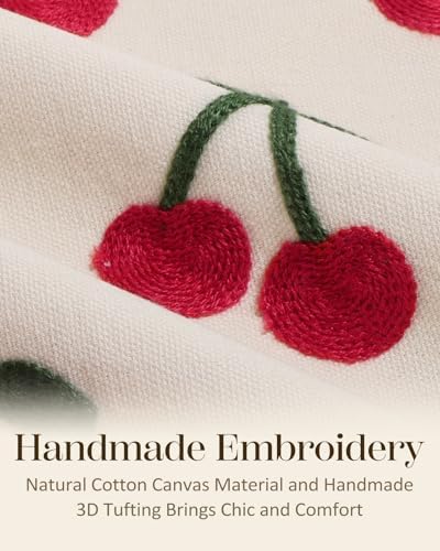Embroidered Throw Pillow Cover 18x18 Inch, Little Cherry - Image 2