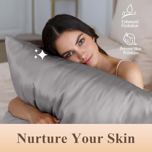 Silk Like Satin Body Pillowcase, Dark Grey, 1 Pack, 20x54 Inches - Image 4