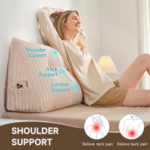 Z-hom Large Headboard Pillow Full, NO ROLL Pillow, Wedge Pillow Headboard - Image 2