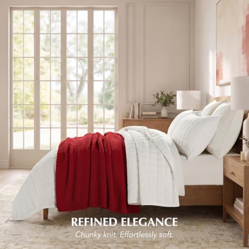 EVERGRACEHOME Chunky Chenille Knit Throw Blanket, 50 x 60, Classic Red - Image 4