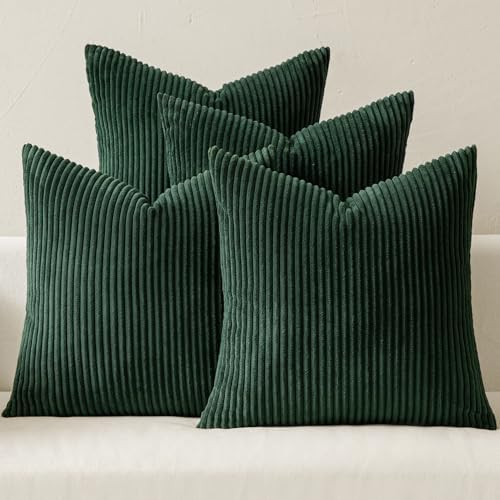 MIULEE Soft Corduroy Decorative Throw Pillow Covers Army Green 16x16 by MIULEE
