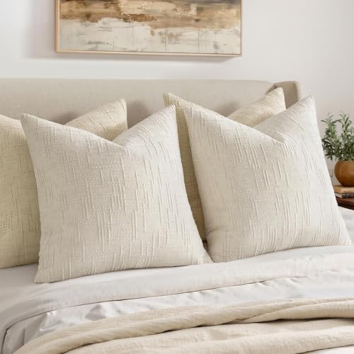 MIULEE Chenille Textured Lumbar Throw Pillow Covers Cream White 12x20 - Image 5