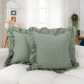 JoraLion Ruffled Throw Pillow Cover 20x20 Solid Green by JoraLion
