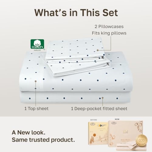 California Design Den Soft 100% Cotton Cal King Sheet Set, Polka Dot Print - Image 3