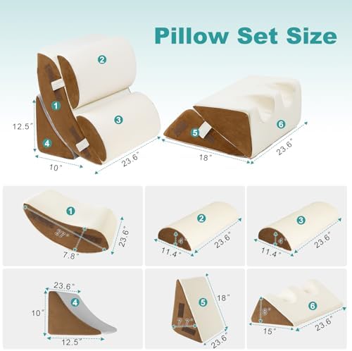 Hansleep Bed Wedge Pillow Set for After Surgery 6PCS, Post Surgery Pillow for - Image 2