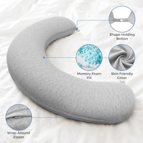 SweetSlubr Body Pillow, Memory Foam Pregnancy Pillow Leg Pillow 35.4x9.8in - Image 4