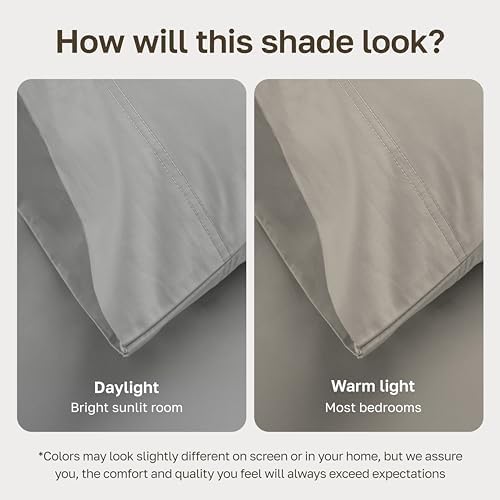 California Design Den 600 Thread Count Queen Size Bed Sheet Set, Light Grey - Image 4