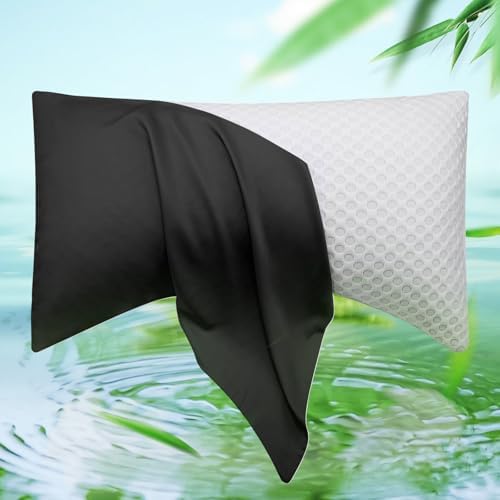 Cooling Side Sleeper Curved Pillowcase Queen 1 Pack 20 * 30 Black by ELIBABA