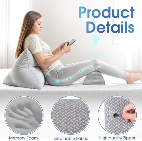 2 Pack Knee Pillow for Back Sleeping Memory Foam Half Moon Bolster Pillow - Image 5