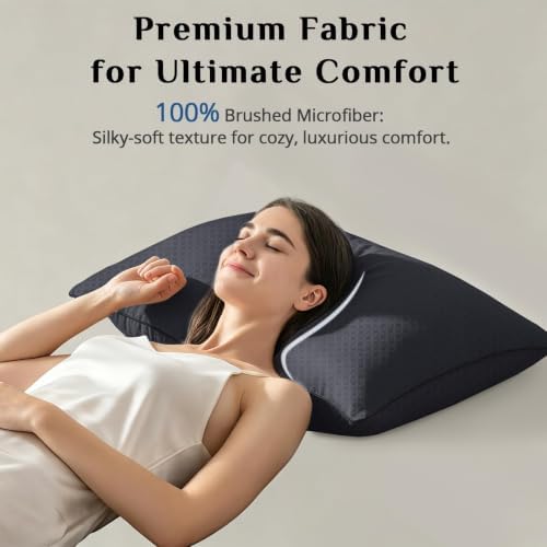 JOLLYVOGUE Black Pillows King Size Set of 2, Washable Supportive Firm Bed - Image 4