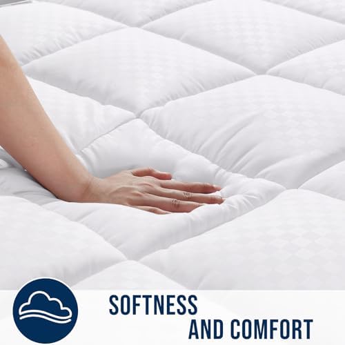 OLANLY Twin Quilted Fitted Mattress Pad, Down Alternative Fill - Image 3