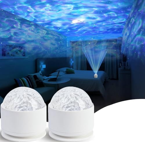 2 Pack Calming Sensory Lights,Sensory Toy for Kids with Autism,Ocean Light Projector with 15 Color Patterns,Light Projects Water Ripple Effects onto Walls and Ceilings,Autism Toy for Children & Adults by Unknown