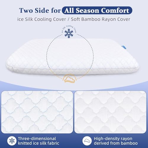 SofGlowly Thin Flat Pillow for Sleeping – 2.25" Ultra Slim Cooling Memory Foam - Image 2