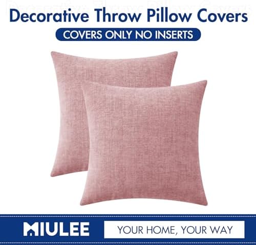 MIULEE Soft Chenille Throw Pillow Covers Blush Pink 18x18 Inch Pack of 2 - Image 6