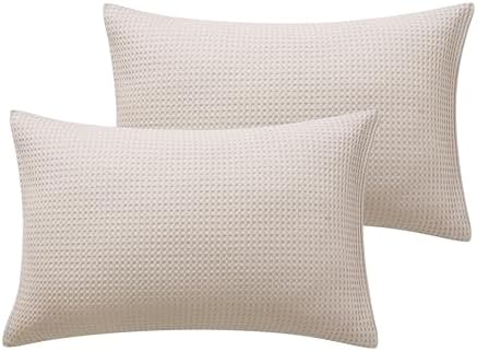 100% Cotton Waffle Pillow Shams King Size Set of 2 - Image 7