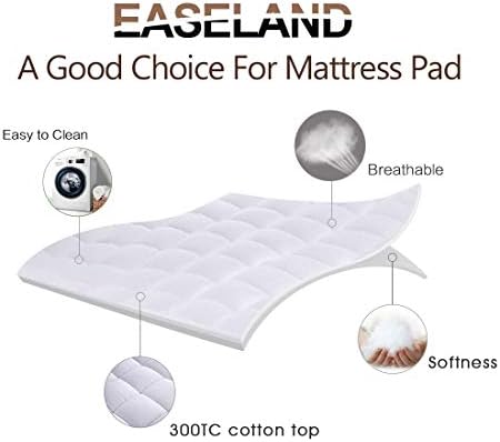 EASELAND California King Mattress Pad Cotton Pillow Top Mattress Topper - Image 2