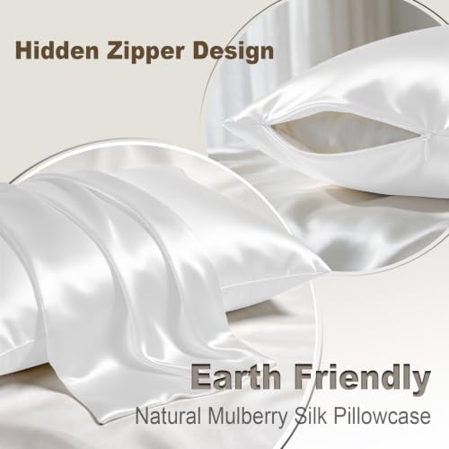 LYSHIN White Silk Pillow Cases 2 Pack King Size - Image 2