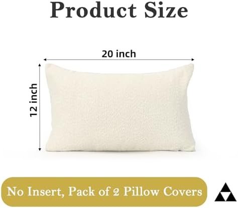 JoraLion 12x20 inch Boucle Throw Pillow Covers, Cream Woven Texture Neutral - Image 4