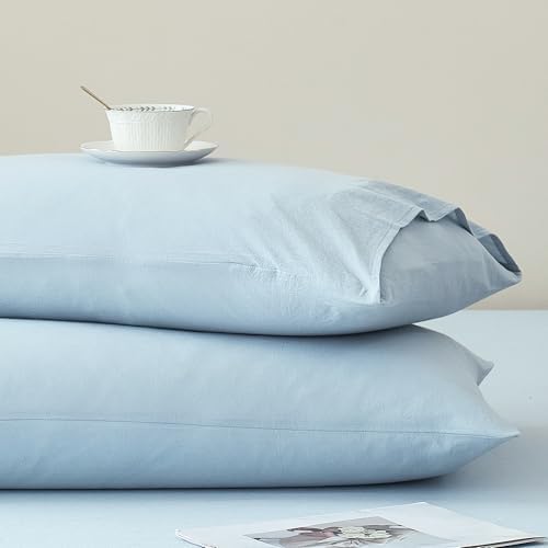 JELLYMONI 100% Washed Cotton Pillowcases, Envelope Closure 2-Pack by JELLYMONI