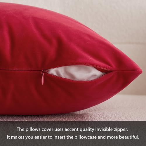 MIULEE 12x20 Inch Lumbar Velvet Throw Pillow Cover Set of 1 Red - Image 3