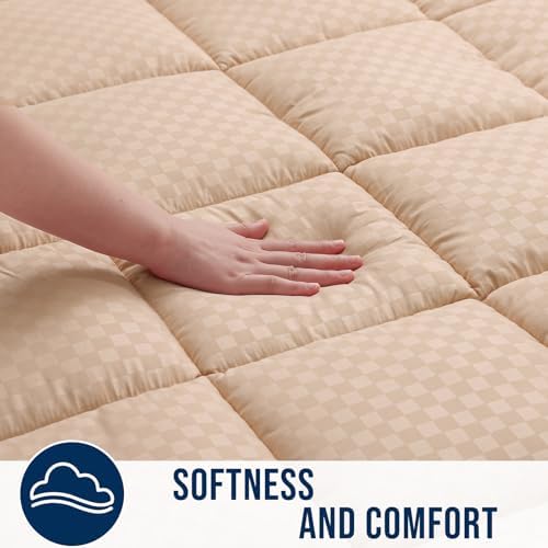 OLANLY Twin Quilted Fitted Mattress Pad, Down Alternative Fill - Image 3