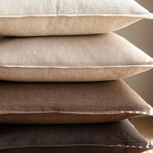 Foindtower Linen Solid Decorative Throw Pillow Covers 18x18 Inch Tan Beige - Image 5