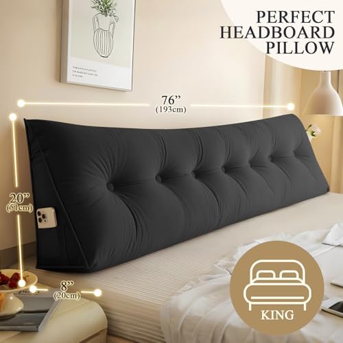 DANGHOOGY Headboard Pillow King, Large Triangular Wedge Headboard Pillow - Image 3