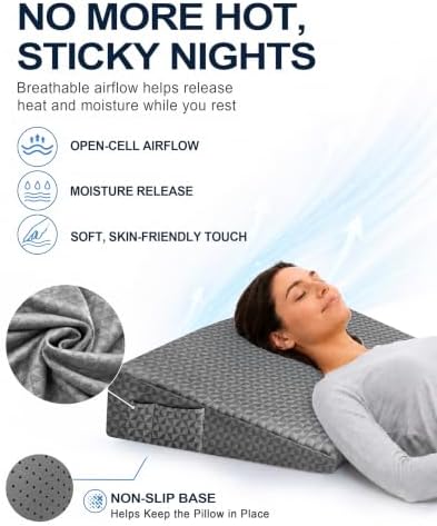 Wedge Pillow for Sleeping, 7.5" Memory Foam Bed Wedge for Back and Leg Use - Image 5