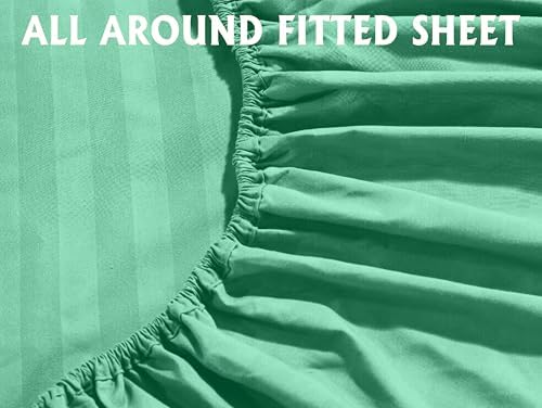 Elegant Comfort 4-Piece Damask Stripe Sheet Set, Twin XL, Paradise Teal - Image 4